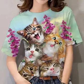 Trend Loovus - Elegantne Uus Armas Kass Lühikese Varrukaga T-Särk Naiste Mood 3D Print Pidu Puhkus T-Särk Jõulud Kingitus