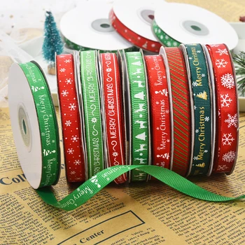25 Meetrit 10mm Christmas Ribbon Trükitud Lõng Lindid jaoks Kingitus Pakkimise Pulm Teenetemärgi Juuksed Vibu Häid Jõule Dušš