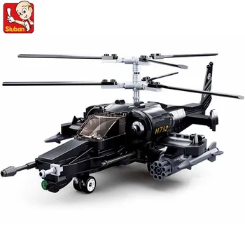 330Pcs Sõjalise KA-50 Relvastatud Helikopter Mudel Tellised Ehitus-Taistelukone ehitusplokid Määrab Haridus Mänguasjad Kleebised